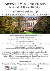 Vistorta (Friuli V.G.) Asta benefica di vini pregiati con i vini delle Donne del Vino @ Azienda Agricola Villa Brandolini D'Adda | Friuli-Venezia Giulia | Italia